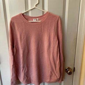 GAP Women's Soft Pink Crew Neck Waffle Sweater